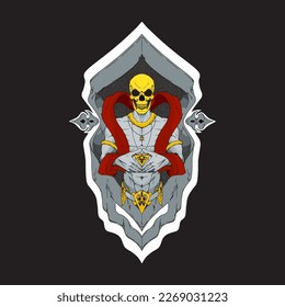 skull with yellow head meditation design vector illustration