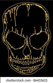 skull yellow outline hand drawn