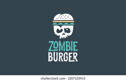 Skull Zombie Burger Logo Street Food Design Vorlage