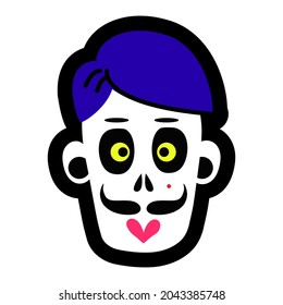 The skull of a zombie man. A skull for the conceptual design of the Halloween celebration. Vector illustration