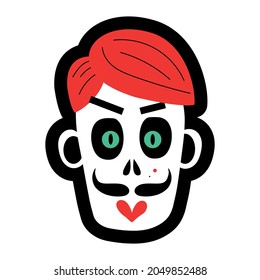 The skull of a zombie man. A skull for the conceptual design of the Halloween celebration. Vector illustration