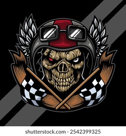 Skull zombie rider mascote esport logo design