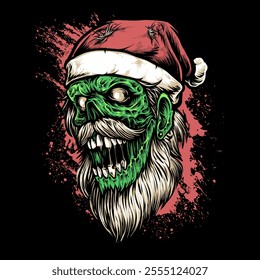 skull zombie santaclaus with beard