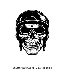 skull zombie wearing motorcycle biker helmet logo