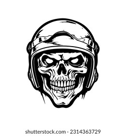 skull zombie wearing motorcycle biker helmet logo