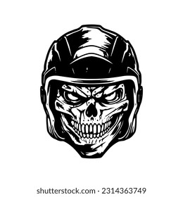 skull zombie wearing motorcycle biker helmet logo