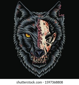 Skull Zombie Wolf Vector Art 