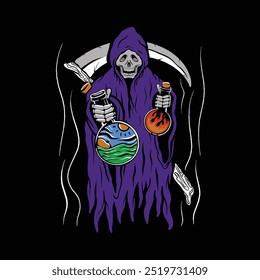 The Skulled Reaper vector vintage illustration