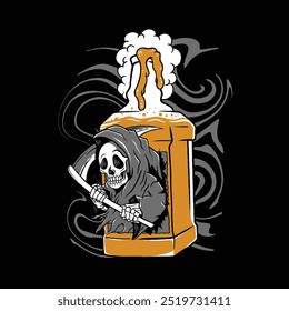 The Skulled Reaper vector vintage illustration