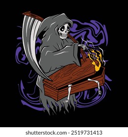 The Skulled Reaper vector vintage illustration