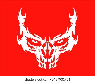 Skullhead illustration vector clip art stamp silhouette isolated t shirt design clothing ink tattoo editable