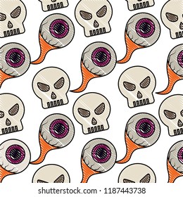 skulll eyes halloween comic pattern