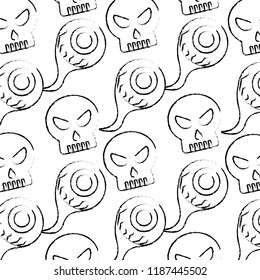 skulll eyes halloween comic pattern