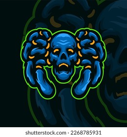 Skullmonster masscot logo illustration premium vector
