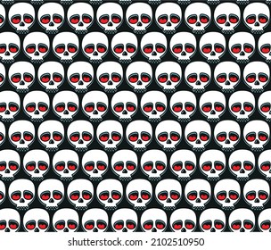 skulls background with hearts eyes seamless