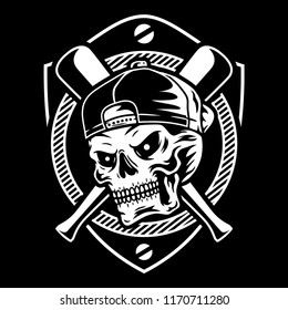 Skulls Baseball Badge Vector