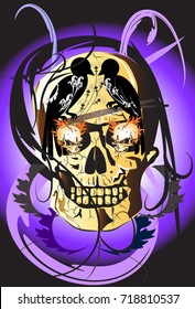 skulls and bird danger background
