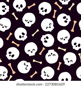 Skulls and bones. Halloween seamless pattern