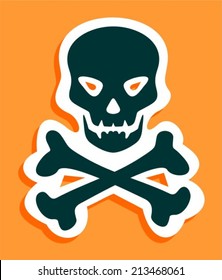 Skulls and bones on an orange background. Halloween illustration.