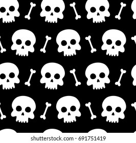 Skulls and bones seamless pattern, decorative background. Vector illustration. Horror concept pattern