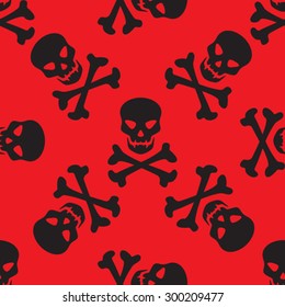 Skulls and bones seamless pattern. Halloween illustration.