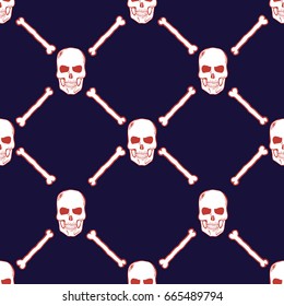 Skulls and Bones Seamless Pattern. Vector illustration