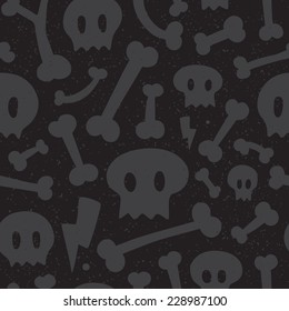 "Skulls and bones" seamless vector pattern (black)