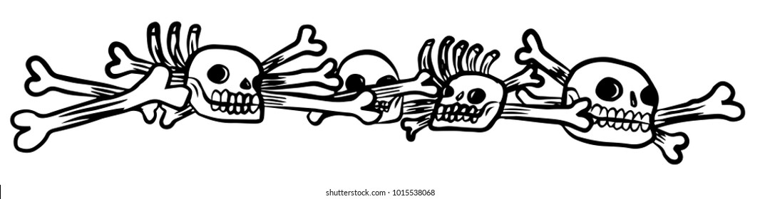 skulls and bones vignette icon horizontal