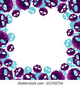 Skulls border made in contemporary geometric style, vector background.
