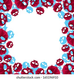 Skulls border made in contemporary geometric style, vector background.