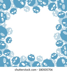 Skulls border made in contemporary geometric style, vector background.