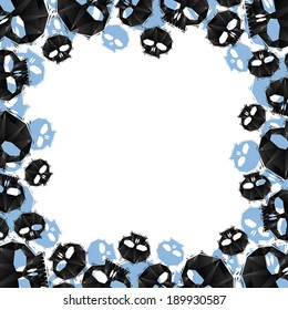 Skulls border made in contemporary geometric style, vector background.