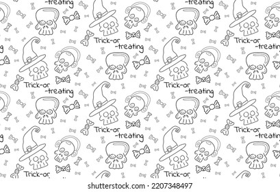 Skulls and candies pattern. Cute halloween seamless pattern	
