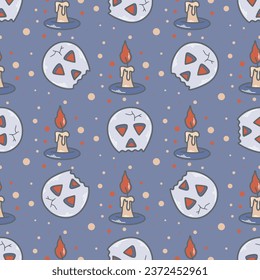 Skulls and candles magical seamless pattern