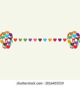 Skulls with colorful hearts, vector