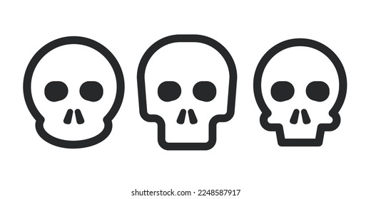 Skulls. Skulls with cross icon collection isolated on white background. Death logo, symbol, sign. pirate symbol. Vector graphic. 10 EPS