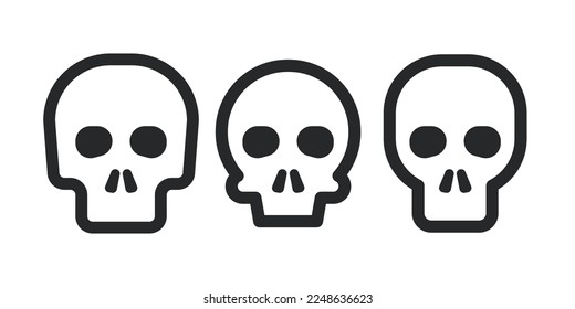 Skulls. Skulls with cross icon collection isolated on white background. Death logo, symbol, sign. pirate symbol. Vector graphic. 10 EPS