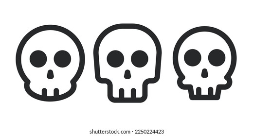 Skulls. Skulls with cross icon collection isolated on white background. Death logo, symbol, sign. pirate symbol. Vector graphic. 10 EPS