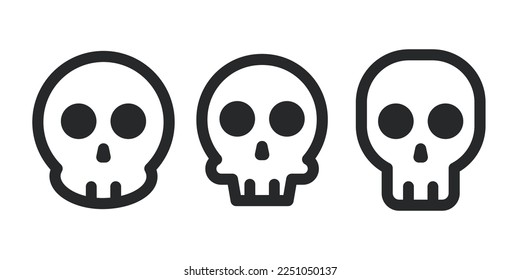 Skulls. Skulls with cross icon collection isolated on white background. Death logo, symbol, sign. pirate symbol. Vector graphic. 10 EPS