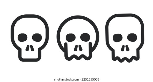 Skulls. Skulls with cross icon collection isolated on white background. Death logo, symbol, sign. pirate symbol. Vector graphic. 10 EPS