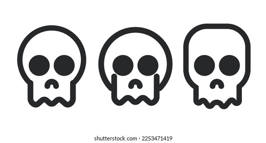 Skulls. Skulls with cross icon collection isolated on white background. Death logo, symbol, sign. pirate symbol. Vector graphic. 10 EPS