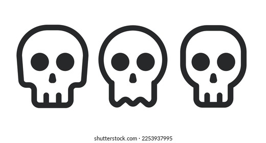 Skulls. Skulls with cross icon collection isolated on white background. Death logo, symbol, sign. pirate symbol. Vector graphic. 10 EPS