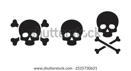 skulls and crossbones black vector design illustration isolated background