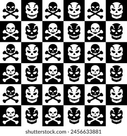 Skulls and crossbones. Skulls with crossbones icons collection isolated on white background. Death logo, symbol, sign. Pirate symbol. Vector graphic. EPS 10