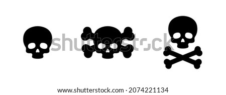 Skulls and crossbones. Skulls with crossbones icons collection isolated on white background. Death logo, symbol, sign. Pirate symbol. Vector graphic. EPS 10