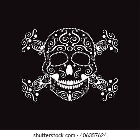 Skulls and crossbones vector for fashion design, pattern, background or tattoo