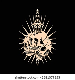 skulls dagger tattoo vector design