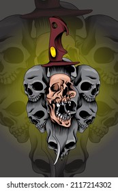 Skulls with dagger vector illustration