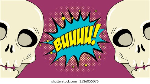 skulls dead halloween style pop art vector illustration design