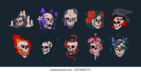 Skulls and decorations 
